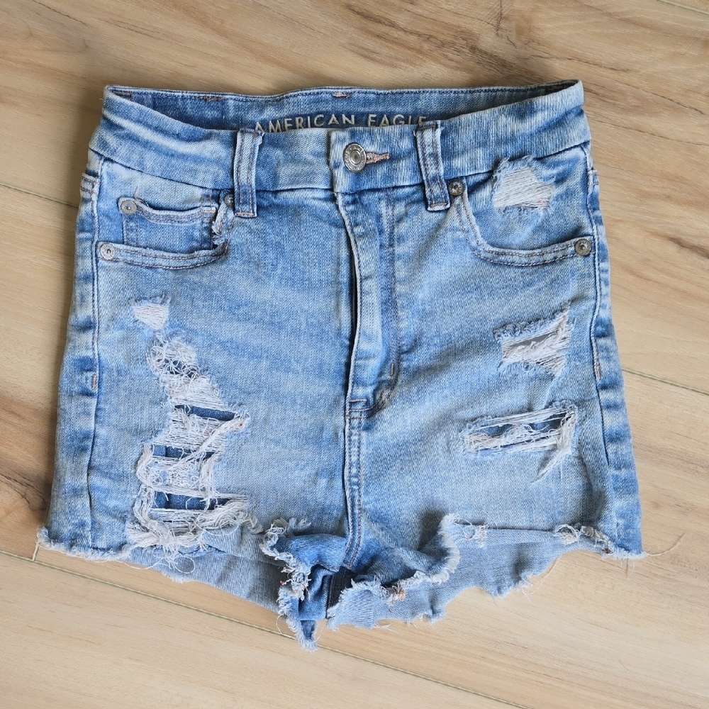 American Eagle Outfitters Distressed Blue Denim Shorts